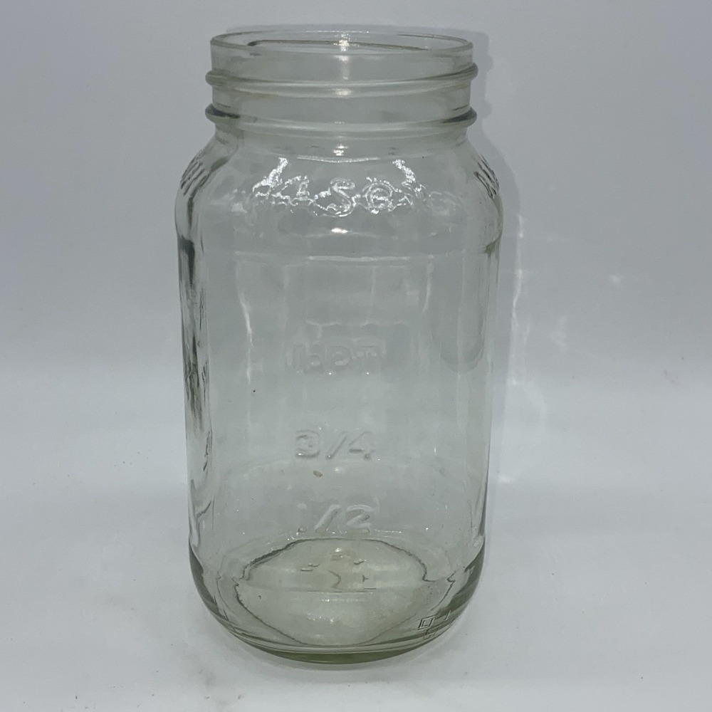 Square Mason Jar Clear Glass Antique Measurement 1.5‎ Pint Pints Two Seams EUC